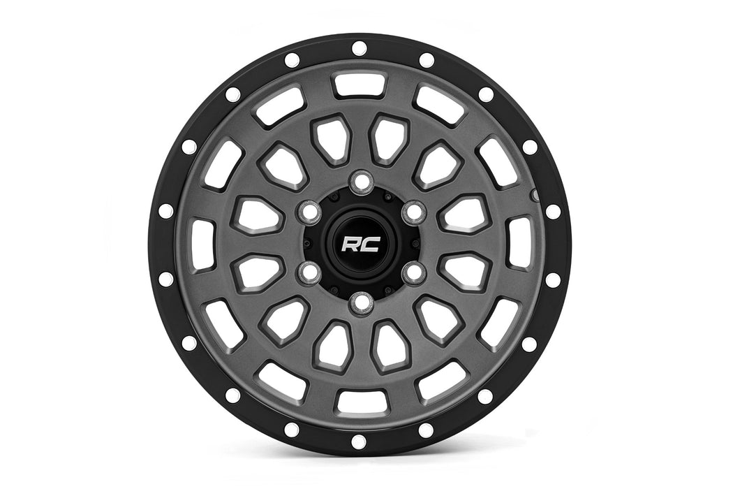 Rough Country 87 Series Wheel Simulated Beadlock Gray/Black 17X8.5 6X5.5 +0Mm 87170912G