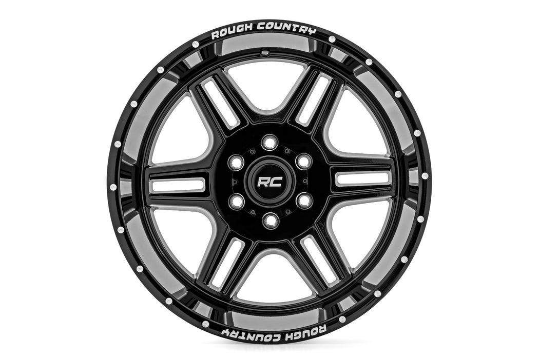 Rough Country 92 Series Wheel Machined One-Piece Gloss Black 20X9 6X5.5 +0Mm 92200912