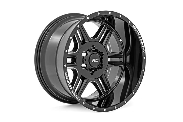 Rough Country 92 Series Wheel Machined One-Piece Gloss Black 22X12 6X5.544Mm Fits Chevrolet C10 Pickup, Chevrolet K10 Pickup & more (1960-2026) 92221212