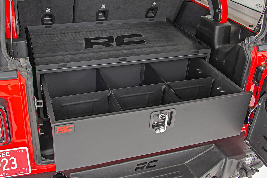 Rough Country Storage Box Metal Slide Out Lockable Drawer compatible with Jeep Wrangler Jl (18-23) 99030