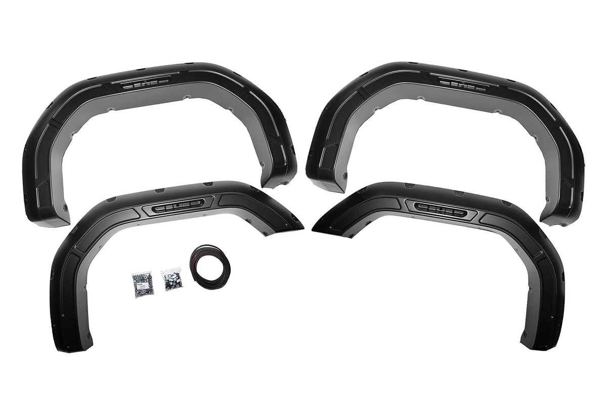 Rough Country Defender Pocket Fender Flares White Fits GMC Sierra 2500HD/Sierra 3500HD (20-23) A-G12011-GAZ