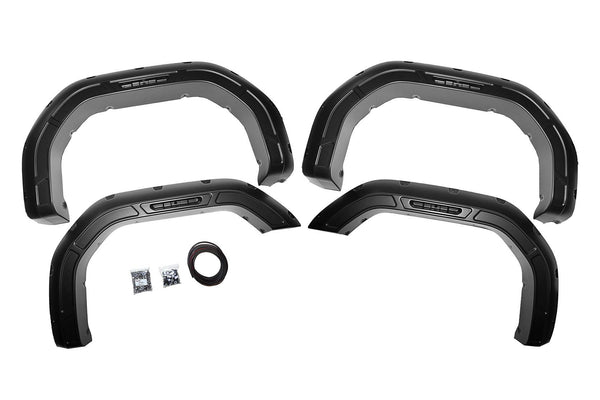 Rough Country Defender Pocket Fender Flares Gba Black Fits GMC Sierra 2500HD/Sierra 3500HD (20-23) A-G12011-GBA