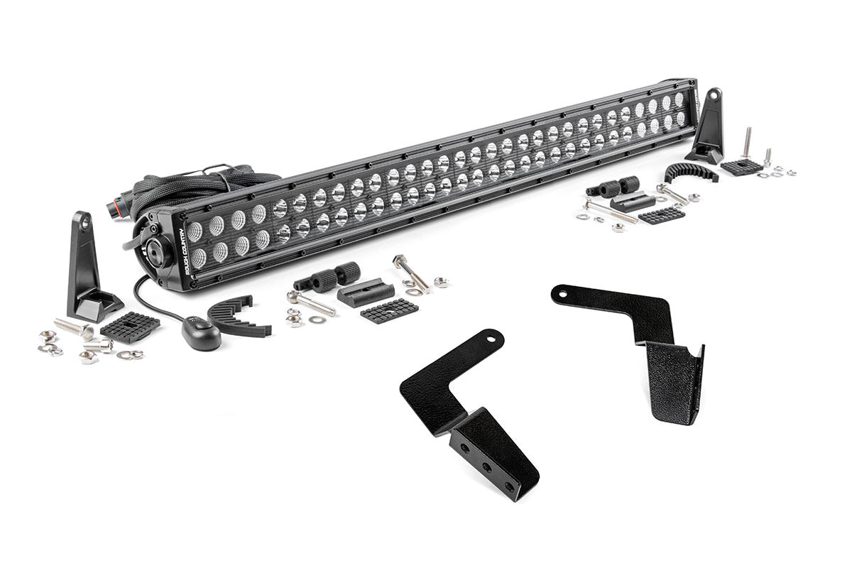 Rough Country LED Light Kit Bumper Mount 30" Black Dual Row Fits toyotaFJ Cruiser (07-14) 70652