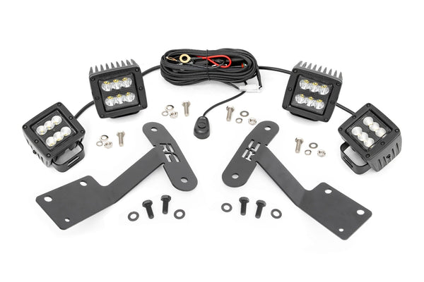 Rough Country LED Light Kit Ditch Mount Dual 2" Black Pairs Spot/Flood Fits toyotaTundra (14-21) 70866