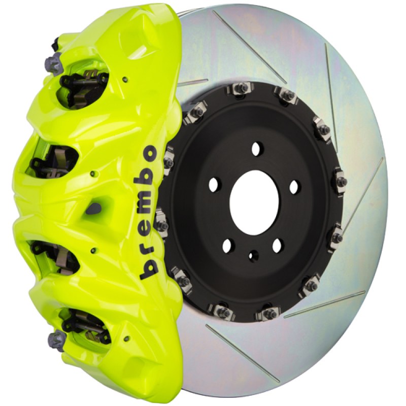 Brembo GT Front Big Brake Kit, 6-Piston Fluorescent Yellow Calipers, 405x34mm Type-1 Slotted 2-Piece Rotors, Fits 2025 BMW X3 1T2.9513A7