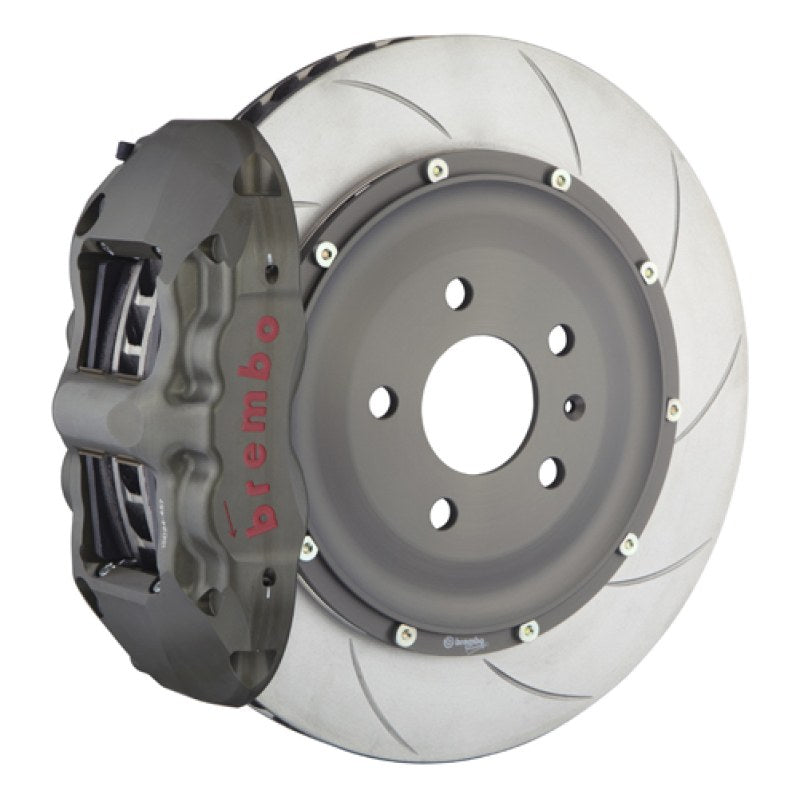 Brembo Pista Race Rear Big Brake Kit, 4-Piston Clear Hard Anodized Calipers, 328x32mm Type-5 Slotted 2-Piece Rotors 4KC.6018AX