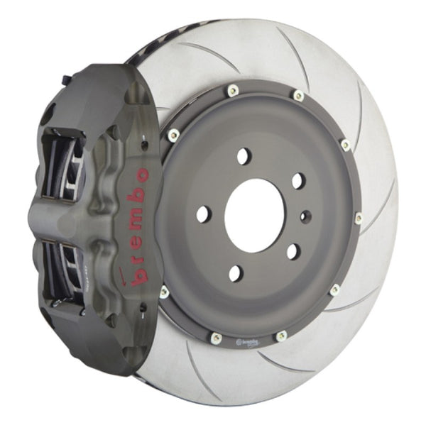 Brembo Pista Race Rear Big Brake Kit, 4-Piston Clear Hard Anodized Calipers, 328x32mm Type-5 Slotted 2-Piece Rotors 4KC.6013AZ