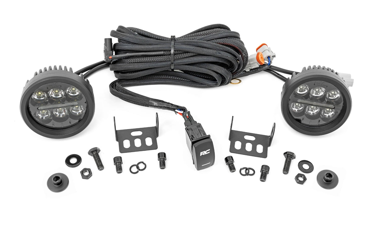 Rough Country Led Light Kit Ditch Mount 3.5" Black Round Pair Amber Drl Fits Ford Bronco (21-23) 71078