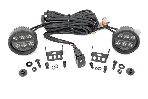 Rough Country Led Light Kit Ditch Mount 3.5" Black Round Pair Amber Drl Fits Ford Bronco (21-23) 71078