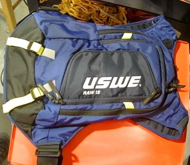 Uswe Open Box Raw 12L Hydration Pack With 3.0L/ 100Oz Water Bladder, A High End, Bounce Free Backpack For Enduro And Off-Road Motorcycle, Black Blue 2123439