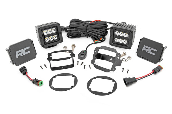 Rough Country Led Light Kit Fog Mount 2" Black Pair Fits Jeep Wrangler Jk (10-18) 70630