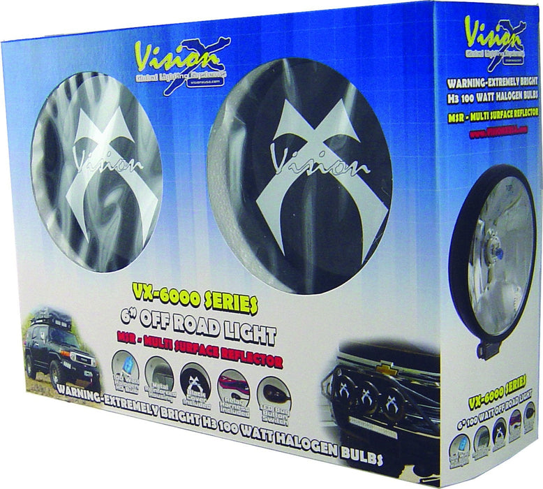 6" Round Black 100 Watt Halogen Off Road Lights with Covers and Harness