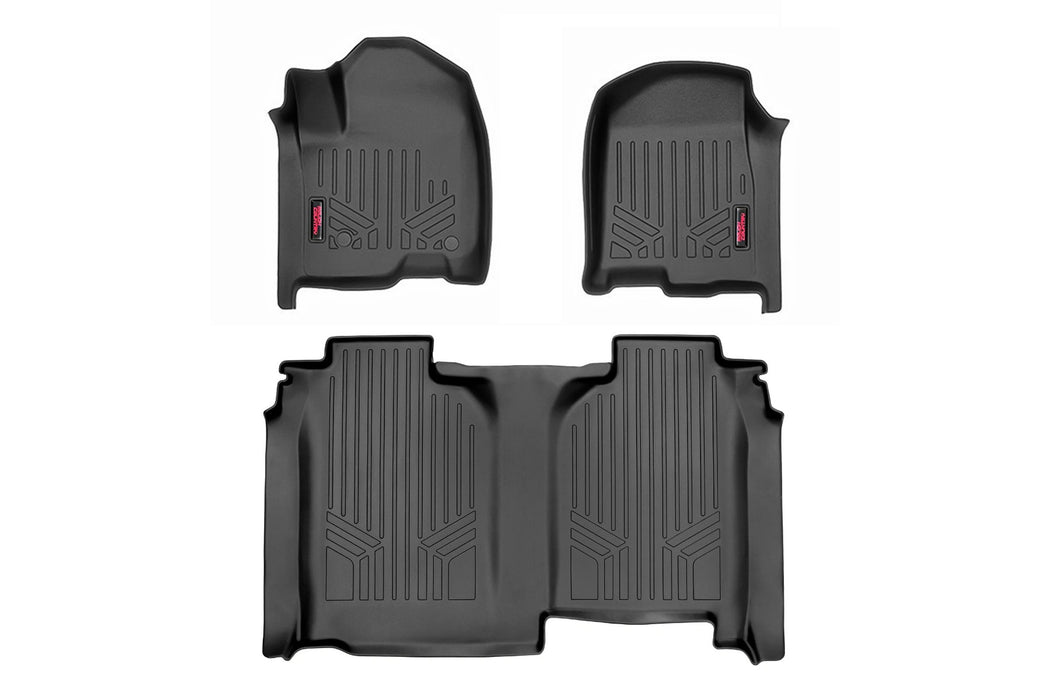 Rough Country Floor Mats Fr Andamp; Rr Fr Bucket Crew W/O Underseat Storage Chevy/Gmc 1500/2500Hd/3500Hd (19-23) M-21614