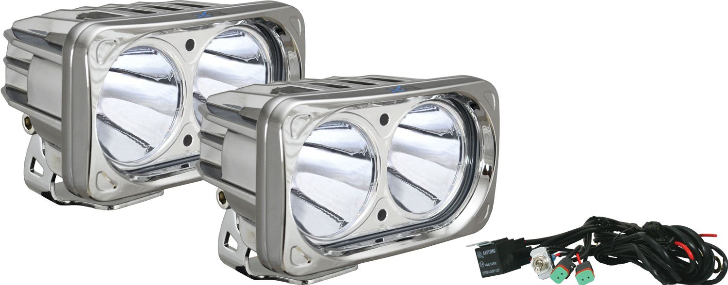 6" Optimus Chrome Dual 10º Beam LED Light Kit