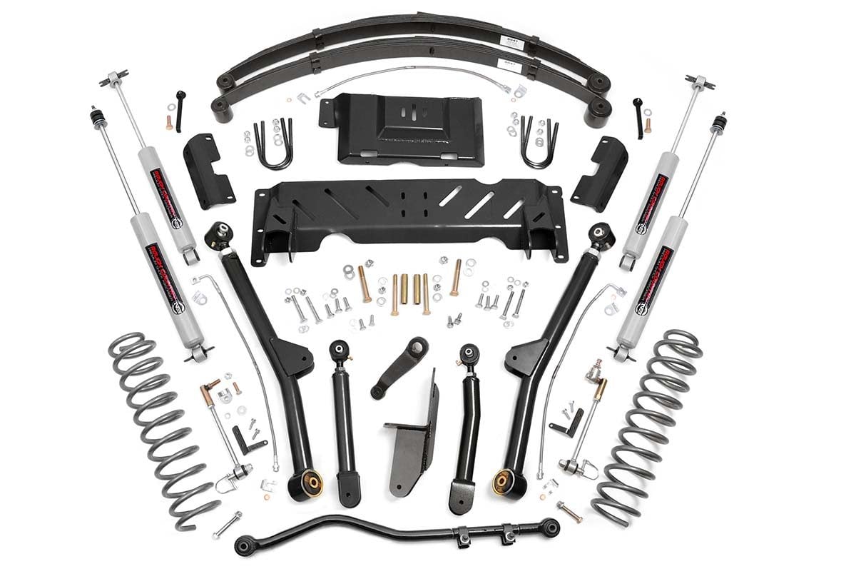 Rough Country 4.5 Inch Lift Kit Long Arm Rr Leafs Np242 Fits Jeep Cherokee Xj (84-01) 61722