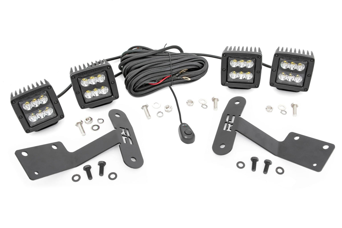 Rough Country LED Light Kit Ditch Mount Dual 2" Black Pairs Spot Fits toyotaTundra (14-21) 70835