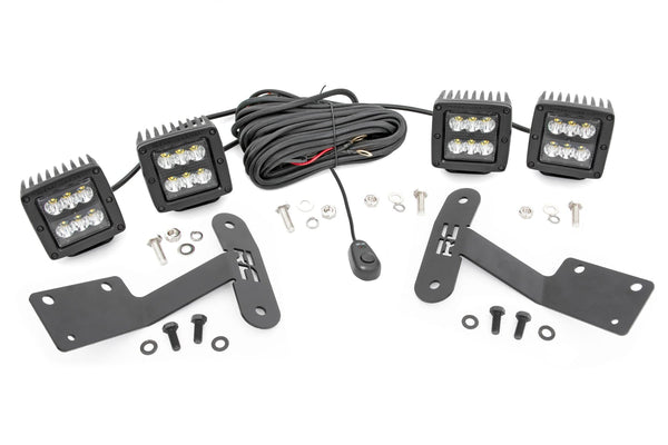 Rough Country LED Light Kit Ditch Mount Dual 2" Black Pairs Spot Fits toyotaTundra (14-21) 70835