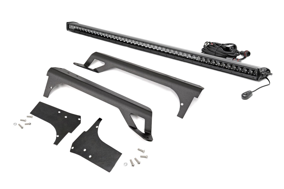 Rough Country Led Light Windshield Mnt 50" Black Single Row White Drl Fits Jeep Wrangler Tj (97-06) 70588BLDRL