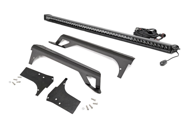 Rough Country Led Light Windshield Mnt 50" Black Single Row White Drl Fits Jeep Wrangler Tj (97-06) 70588BLDRL