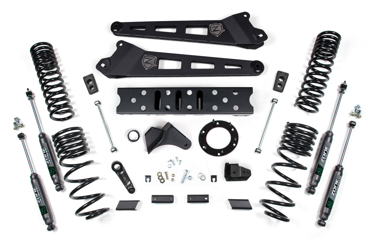 ZONE 2019-2024 Fits RAM 2500 5.5" Radius Arm 4.5" Rear Coils Gas 6-Bolt T-case Nitro Shocks D124N