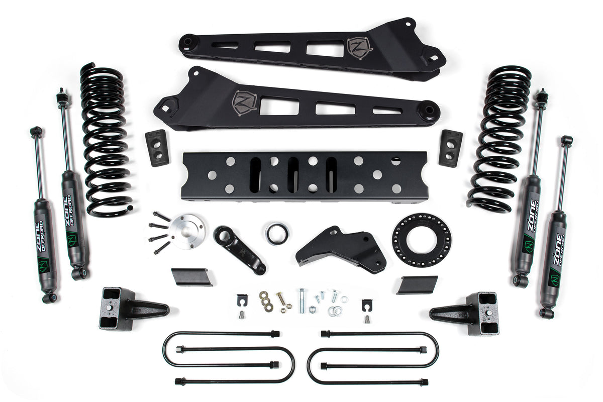 ZONE 2019-2024 Fits RAM 3500 5.5" Radius Arm 5" Rear Block W/o Overload Gas 6-Bolt T-case Nitro Shocks D121N