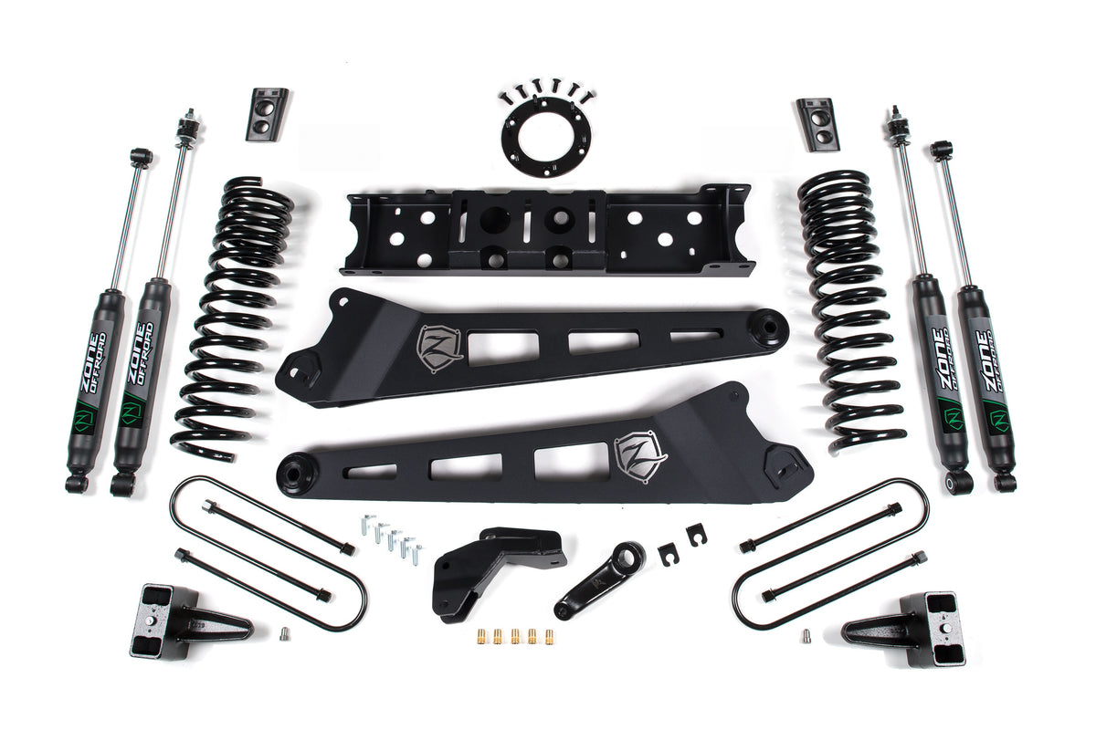 ZONE 2019 Fits RAM 3500 4in Radius Arm Gas 2in Rear Block W/ Overload Nitro Shocks D104N