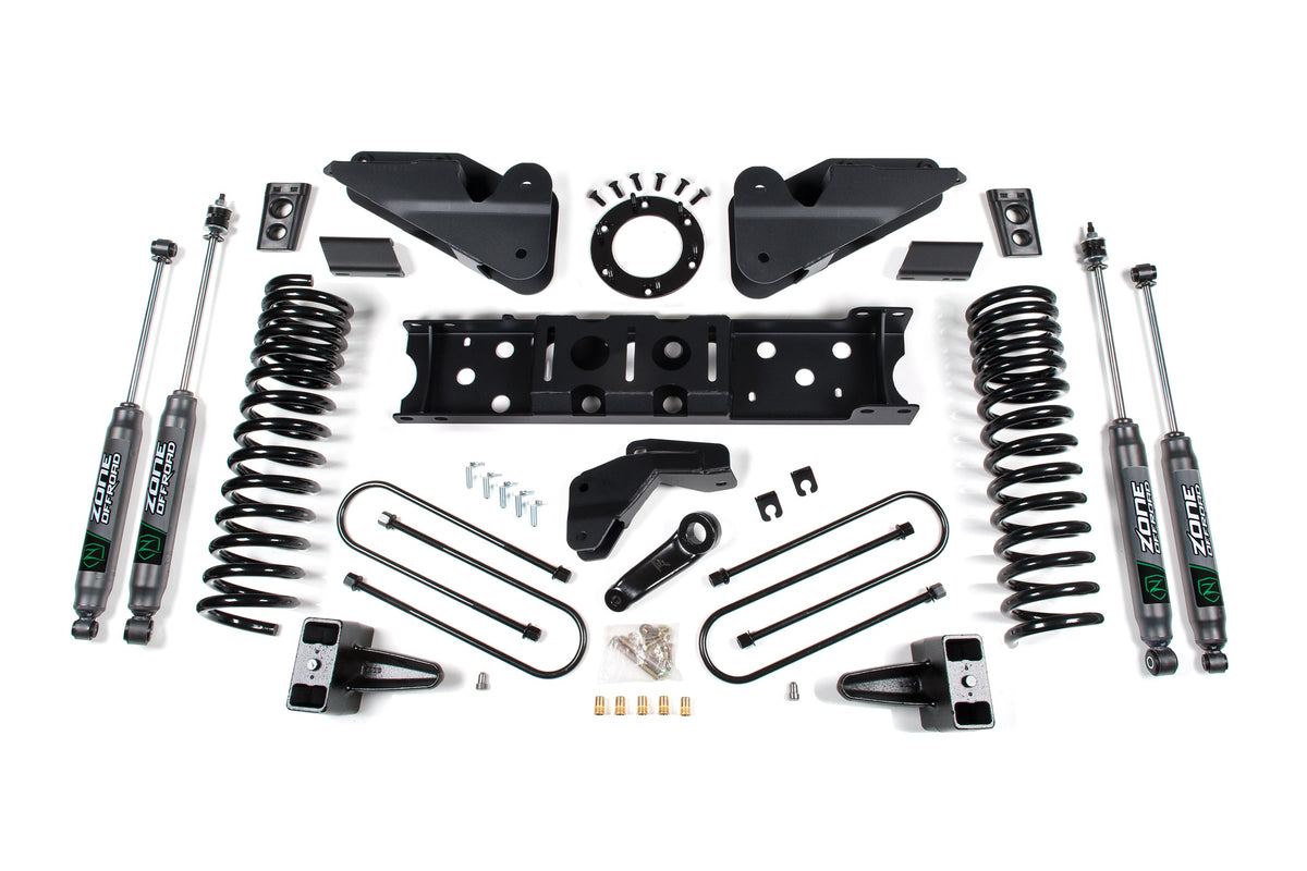 ZONE 2019 Fits RAM 3500 4.5in Radius Arm Brkt 2in Rr Block W/ Overload 6-Bolt T-case Nitro Shocks D91N