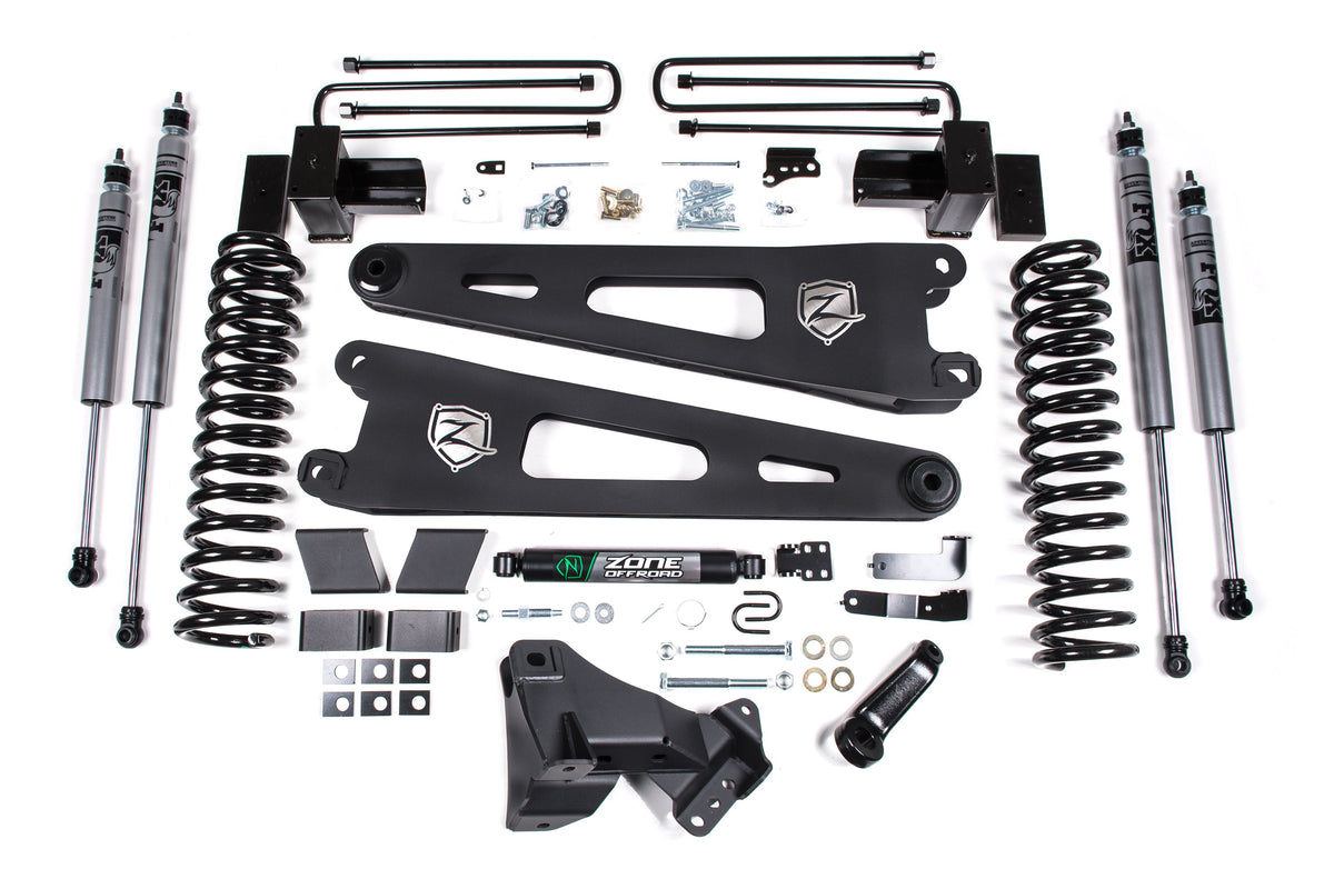 ZONE Radius Arm Suspension Lift Kit, 2" Rear, Block, Diesel, 3 Leaf Main Adventure Series Shocks With Shocks, Fits 2017-2019 Fits Ford F250/350 4" ZONF109F