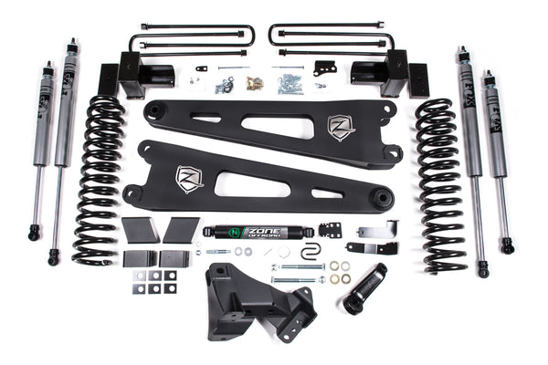 Zone Radius Arm Suspension Lift Kit, 2" Rear, Block, Diesel, 3 Leaf Main Adventure Series Shocks With Shocks, Fits 2017-2019 Ford F250/350 4" ZONF109F