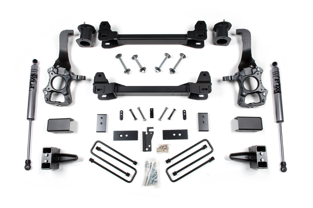 Zone 2014 F150 2wd 6" Suspension Lift System Front Strut Spacer, Rear Block Fox 2.0 Shocks
