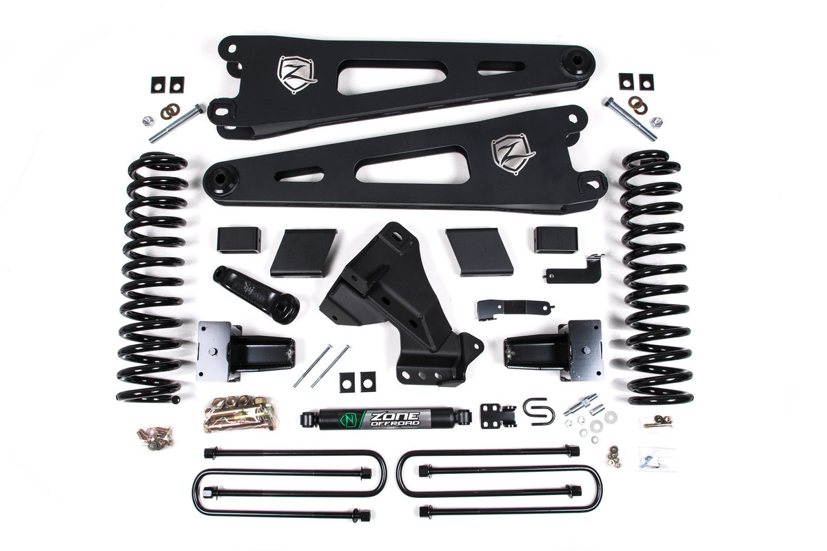 ZONE 2023-2025 Fits Ford F250/F350 4WD 5" Radius Arm Suspension Lift Kit, 3" Rear, Block, Gas, 3 Leaf Main F126