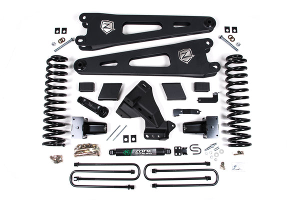 ZONE 2023-2025 Fits Ford F250/F350 4WD 5" Radius Arm Suspension Lift Kit, 3" Rear, Block, Gas, 3 Leaf Main F126