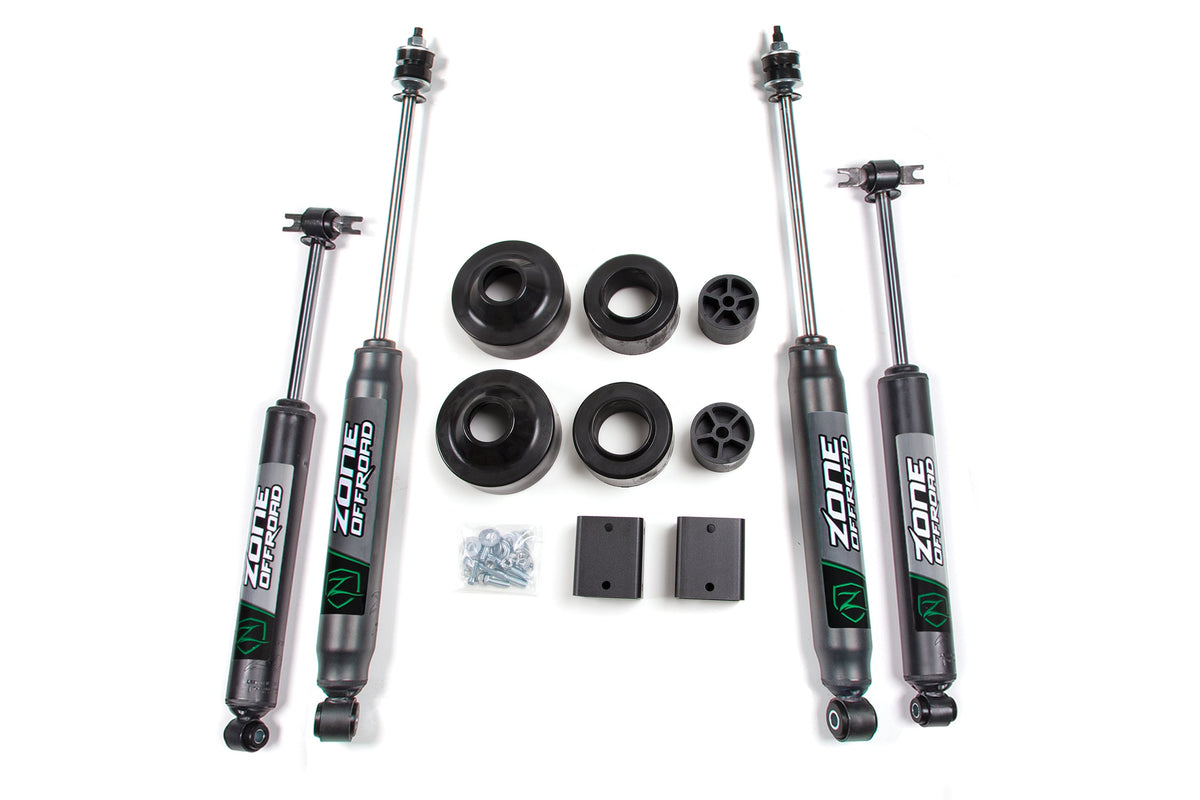 Zone 2007-2011 Jeep JK 2dr/4dr 2" Suspension Lift Kit Front Coil Spacer, Rear Coil Spacer Nito Shocks ZONJ39N