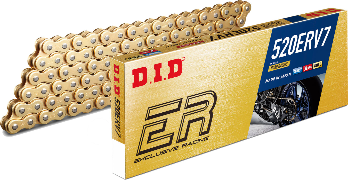 D.I.D. Did 520 Erv7 Series X-Ring Road Racing Chain 110 Links Gold W/Rivet Master Link 520ERV7110ZB