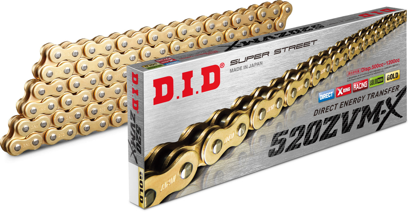 D.I.D. D.I.D 520Zvmxg100Z 520 Zvmx Super Street X-Ring Chain 100 Links Gold 100 520ZVMXG100Z