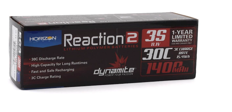 Dynamite Dynb14333 Reaction 2.0 11.1V 1400Mah 30C 3S Lipo Battery Ec3 DYNA_DYNB14333