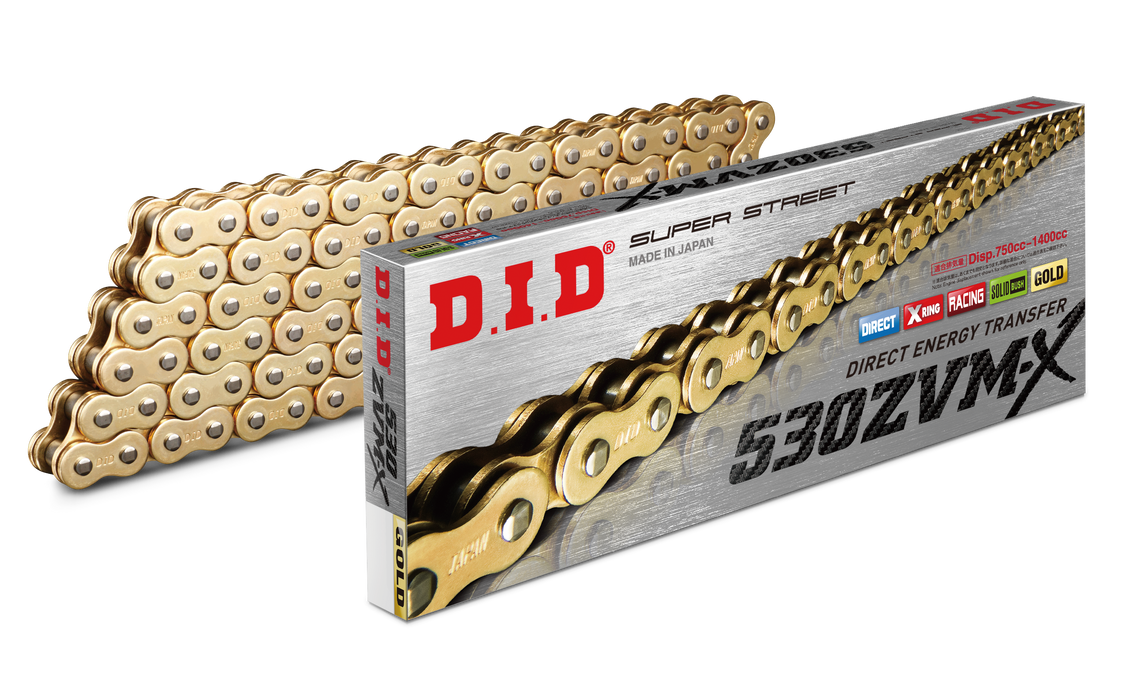 D.I.D. Did 530 Zvm-X Series X-Ring Chain 100 Links Gold 530ZVMXG100Z