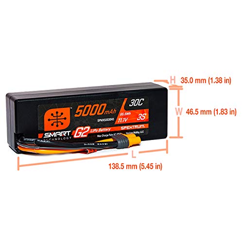 Spektrum 11.1V 5000mAh 3S 30C Smart LiPo Battery G2 Hard Case IC3 SPMX53S30H3 Car Batteries & Accessories