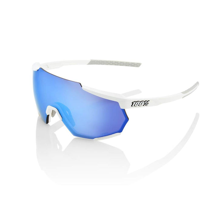 100% Racetrap Sport Performance Sunglasses Sport And Cycling Eyewear (Matte White Hiper Blue Multilayer Mirror Lens) 61037-000-75