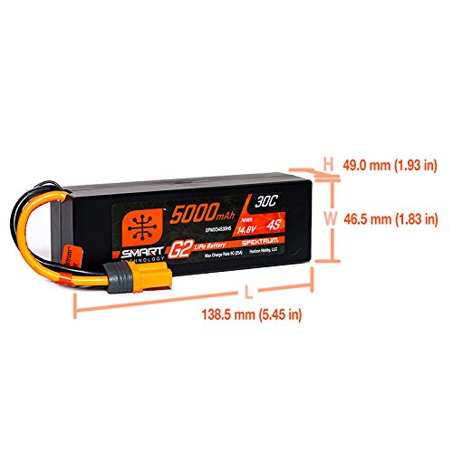Spektrum 14.8V 5000Mah 4S 30C Smart G2 Hardcase Lipo Battery: Ic5, Spmx54S30H5 SPMX54S30H5