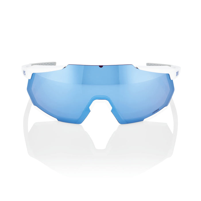 100% Racetrap 3.0 Sport Performance Sunglasses Sport And Cycling Eyewear (Matte White Hiper Blue Multilayer Mirror Lens) 60004-00001