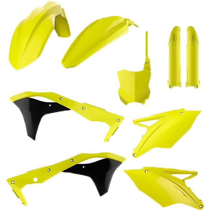 Polisport Complete Flo Plastic Kit (Flo Yellow) For 17-18 Kawasaki Kx250F 90743