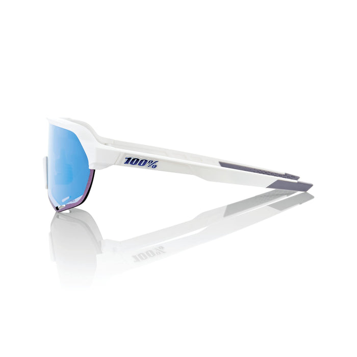 100% S2 Sport Performance Cycling Sunglasses (Matte White Hiper Blue Multilayer Mirror Lens) 60006-00006