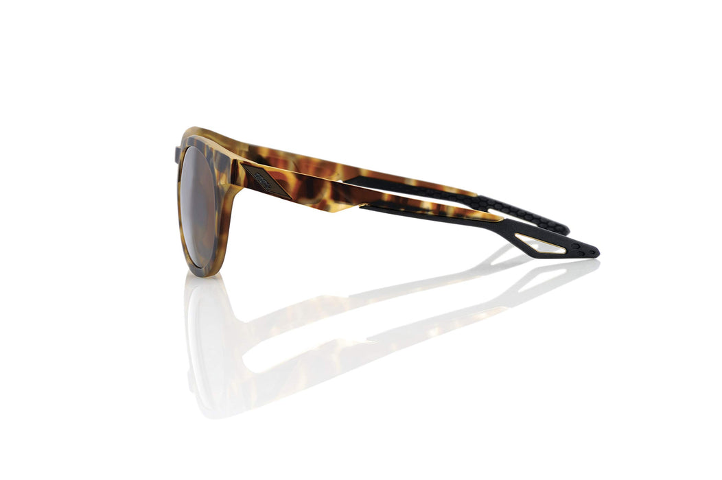 100% Campo Rounded Retro Sunglasses Durable, Lightweight Active Performance Eyewear W/Rubber Temple & Nose Grip (Soft Tact Havana Bronze Peakpolar Lens) 61026-089-49