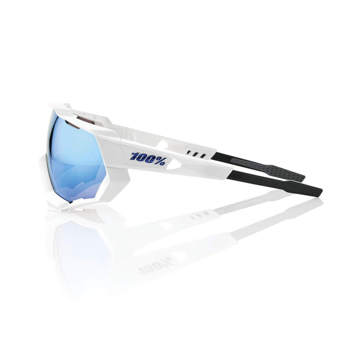 100% Speedtrap Sport Performance Sunglasses Sport And Cycling Eyewear (Matte White Hiper Blue Multilayer Mirror Lens) 61023-407-01