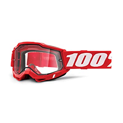 100% Accuri 2 Enduro Mountain Bike & Motocross Goggles Mx And Mtb Racing Protective Eyewear (Red Clear Dual Lens) 50221-501-03