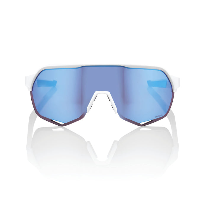 100% S2 Sport Performance Cycling Sunglasses (Matte White Hiper Blue Multilayer Mirror Lens) 60006-00006