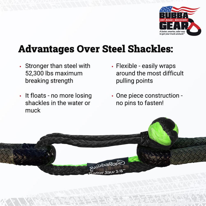 Bubba Rope Gator-Jaw Pro Synthetic Shackle, 7/16� Heavy-Duty Vehicle Tow Shackle: 52,300 Lbs. Capacity Green 176745PROGB