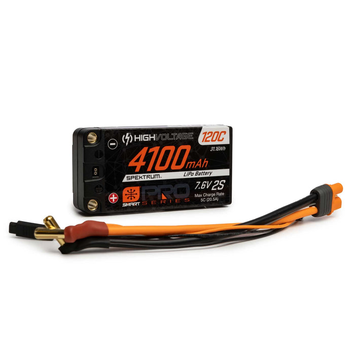 Spektrum SMART 4100mAh 2S 7.6V Smart Pro Race HV LiPo 120C 5mm SPMX412S120HT Car Batteries & Accessories