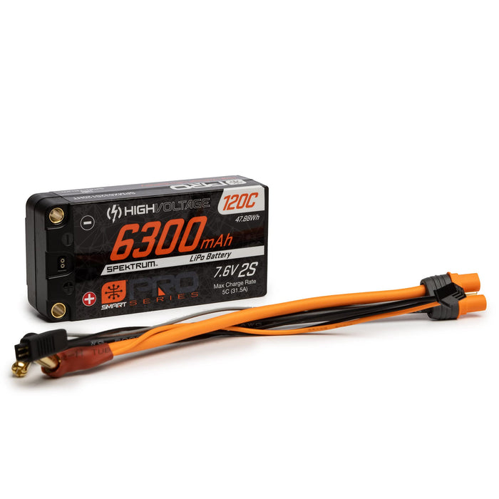 Spektrum SMART 6300mAh 2S 7.6V Smart Pro Race HV LiPo 120C 5mm SPMX632S120HT Car Batteries & Accessories